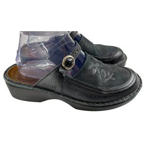 Naot Women's Camila Black Leather Swirl Mary Jane Mules Size EU 40/US 9-9.5